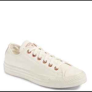 Low top converse all star off white leather with rose gold detail